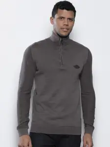 Petrol Brand Logo Applique Detail Mock Collar Pure Cotton Pullover