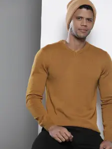 Petrol Solid V-Neck Pullover