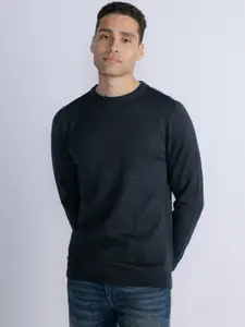 Petrol Round-Neck Regular Fit Pullover