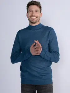 Petrol High-Neck Ribbed Detail Pullover