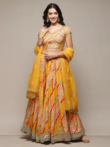 Biba Floral Embroidered V-Neck Sequinned Ready to Wear Lehenga & Blouse With Dupatta
