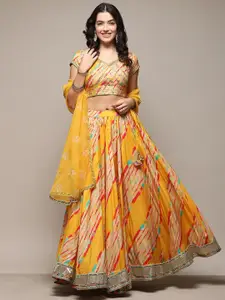 Biba Floral Embroidered V-Neck Sequinned Ready to Wear Lehenga & Blouse With Dupatta