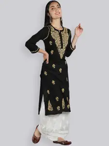Seva Chikan Ethnic Motifs Lucknowi Chikankari Embroidered Regular Cotton Kurta