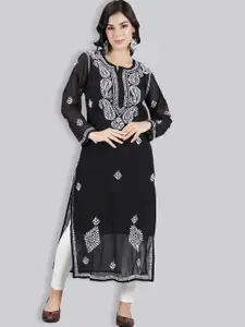Seva Chikan Paisley Embroidered Chikankari Georgette Straight Kurta