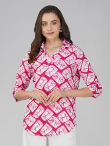 Vastraa Fusion Abstract Printed Shirt Collar Top