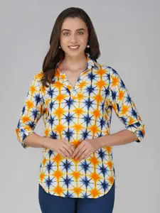 Vastraa Fusion Geometric Printed Shirt Collar Regular Top