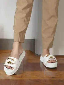 ELLE Embellished Open Toe Flatform Heels