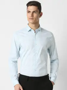 Peter England Slim Fit Tartan Checked Formal Shirt