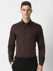 Peter England Men Brown Slim Fit Opaque Formal Shirt