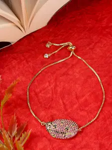 Stylecast X KPOP Women Brass Cubic Zirconia Gold-Plated Charm Bracelet