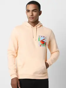 Peter England Casuals Men Peach-Coloured Hooded Sweatshirt