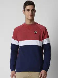 Peter England Casuals Colourblocked Crew Neck Pullover Sweatshirt