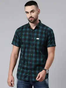 Majestic Man Men Comfort Slim Fit Tartan Checked Cotton Casual Shirt