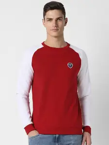 PETER ENGLAND UNIVERSITY Colourblocked Round Neck Sweatshirt