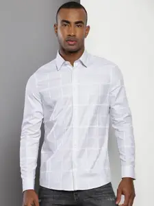 Calvin Klein Slim Fit Windowpane Checked Cotton Casual Shirt