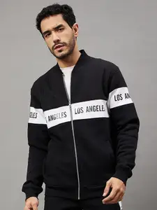 Club York Typography Printed Mock Collar Fleece Sweatshirt