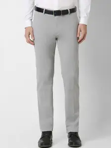 Peter England Men Grey Slim Fit Formal Trousers