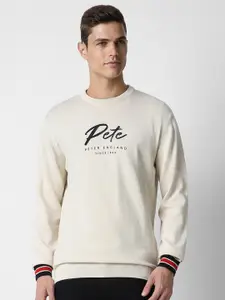 Peter England Casuals Typography Printed Round Neck Pure Cotton Pullover