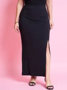 Purple Feather Plus Size Maxi Formal Pencil Skirt