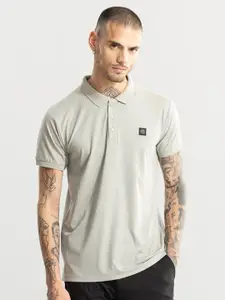 Snitch Grey Polo Collar Slim Fit Cotton T-shirt