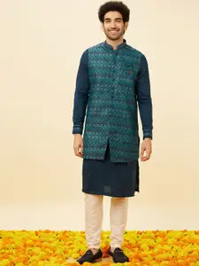 Manyavar Mandarin Collar Straight Kurta & Pyjamas With Jacket