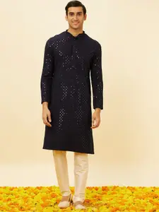 Manyavar Sequinned Embroidered Regular Kurta With Pyjamas
