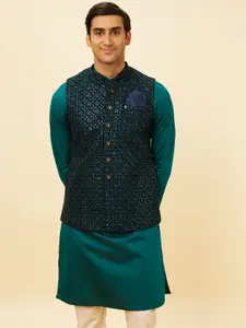 Manyavar Men Woven Design Velvet Nehru Jacket