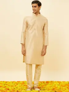 Manyavar Woven Design Sequinned Regular Kurta With Pyjamas