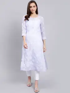 Seva Chikan Ethnic Motifs Embroidered Lucknowi Chikankari Cotton Kurta
