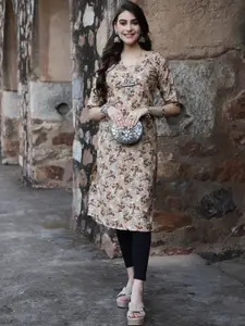 7Threads Floral Printed Straight Kurta