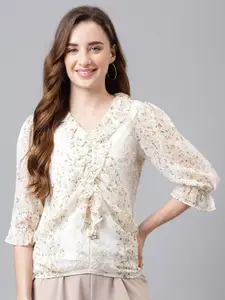 Latin Quarters Floral Bell Sleeve Top