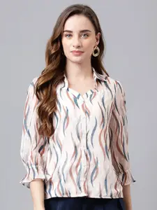 Latin Quarters Absatrct Printed Shirt Style Top