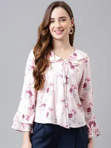 Latin Quarters Floral Printed Bell Sleeves Top
