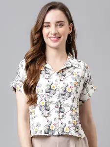Latin Quarters Floral Printed Shirt Style Top