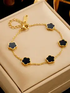 MYKI Cubic Zirconia Gold-Plated Link Bracelet