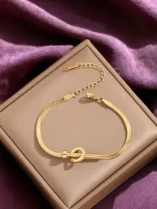 MYKI Gold-Toned Cubic Zirconia Gold-Plated Link Bracelet
