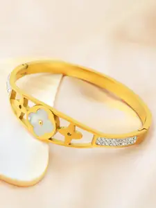 MYKI Cubic Zirconia Gold-Plated Bangle-Style Bracelet