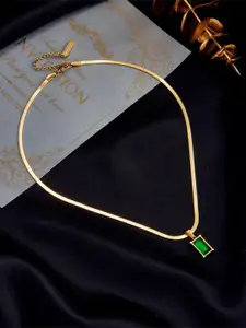 MYKI Gold-Plated CZ Stone-Studded Pendant & Chain