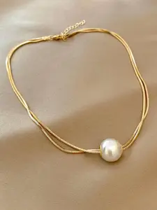 MYKI Gold-Plated Pearl Pendant Necklace