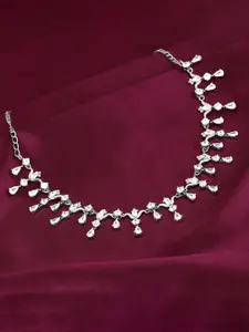 GIVA 925 Sterling Silver Rhodium-Plated CZ-Studded Necklace