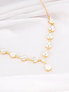 GIVA 925 Sterling Silver Gold-Plated CZ-Studded Necklace