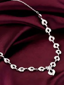 GIVA 925 Sterling Silver Rhodium-Plated Cubic Zirconia-Studded Necklace