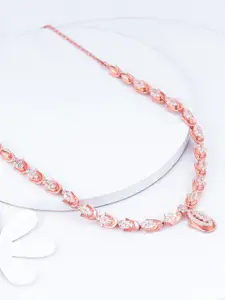 GIVA 925 Sterling Silver Rose Gold-Plated CZ-Studded Necklace