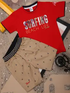 V-Mart Boys Printed T-shirt with Shorts