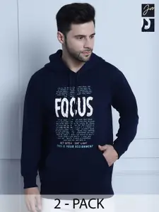 VIMAL JONNEY Pack of 2 Typography Printed Fleece Pullover Sweatshirt