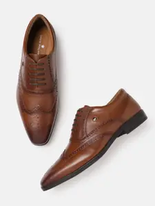 Louis Philippe Men Perforated Leather Formal Brogues