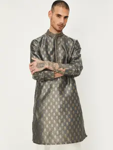 max Ethnic Woven Design Mandarin Collar Regular Kurta