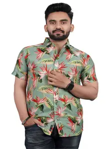 Bought First Spread Collar Short Sleeves Relaxed Floral Printed Regular Fit Party Shirt