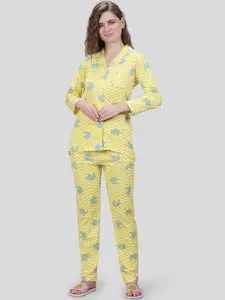 She N She Women Lime Green Printed Night suit