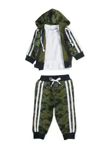 GJ baby Infants Boys Camouflage Printed Pure Cotton T-shirt & Jacket With Joggers